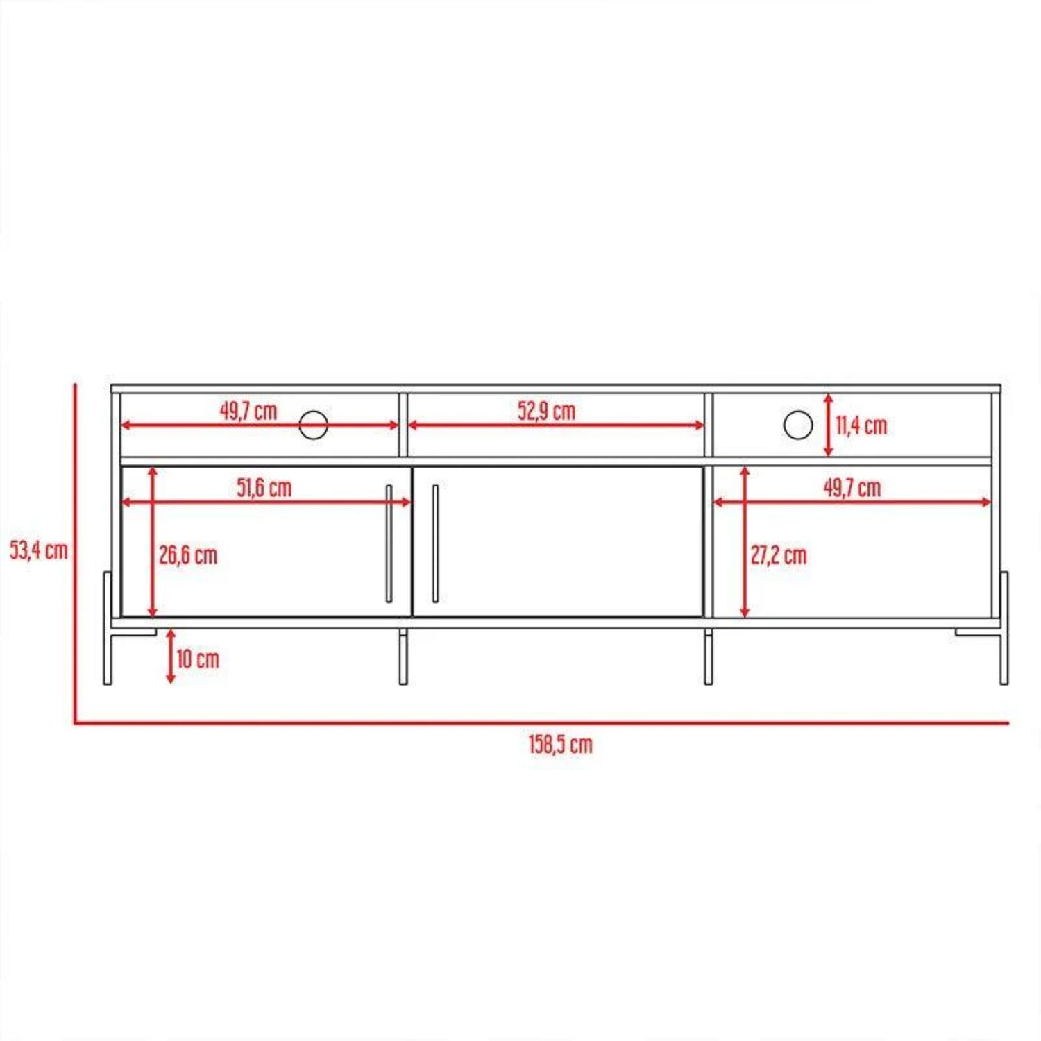 Mesa De Tv 70" Con 2 Puertas 53,4x158,5x34,6 Cm Caf&eacute; Claro image number 6.0