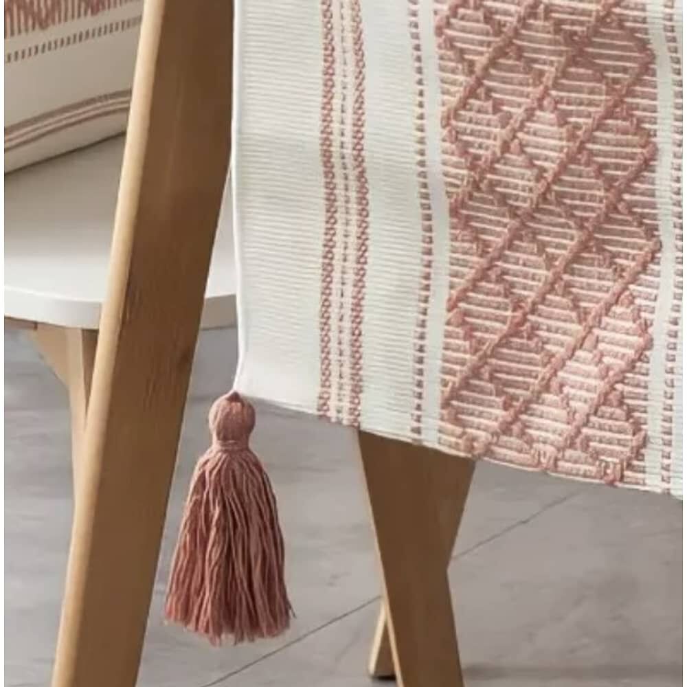 Camino De Mesa Medida 37x180cm Tejido Bordado Poliester Rosado Lineas image number 1.0