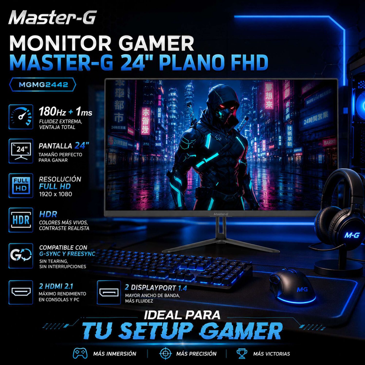 Monitor Gamer 24" Fhd Ips Hdr 180hz 1ms Mgmg2442 Master-g image number 5.0
