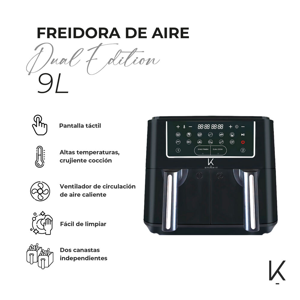 Freidora De Aire Dual Edition 9 Litros Kitchen-it image number 2.0