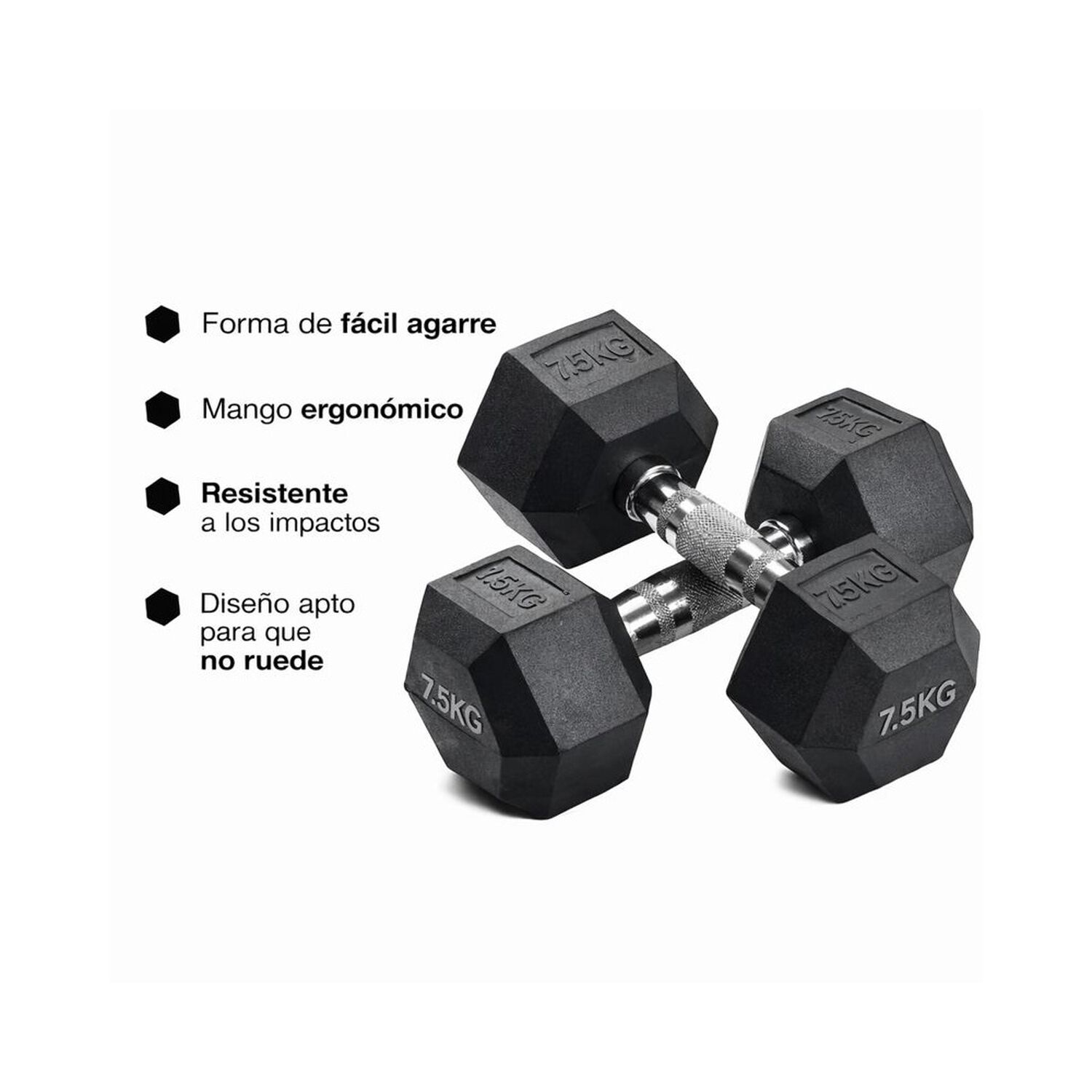 Par De Mancuerna Profesional Hexagonal 7.5 Kg Uso Fitness image number 1.0
