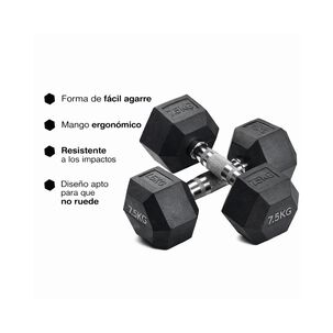 Par De Mancuerna Profesional Hexagonal 7.5 Kg Uso Fitness