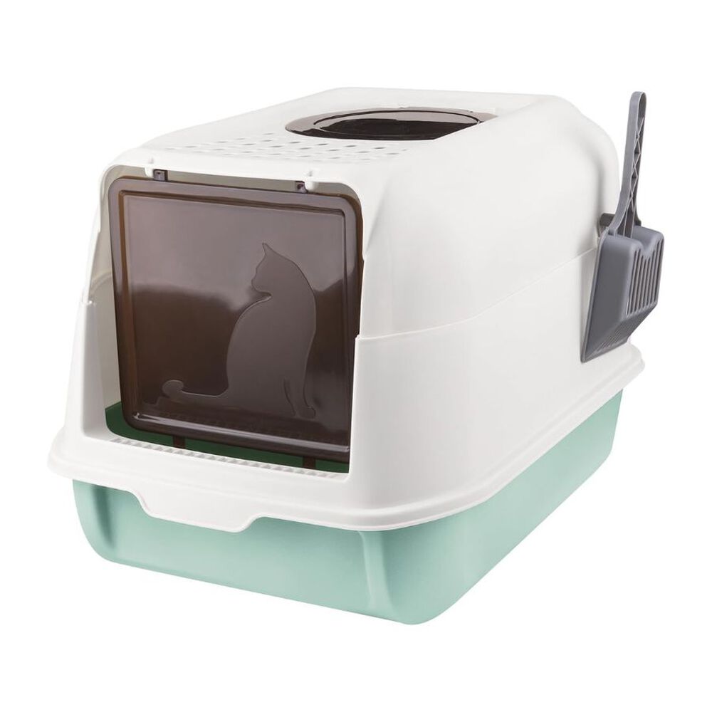 Arenero Para Gatos Ba&ntilde;o Cerrado Antisalpicaduras Con Pala Celeste image number 0.0