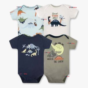 Pack 4 Bodys Ni&ntilde;o Manga Corta Tedmimak 100% Algod&oacute;n Dino Aventura