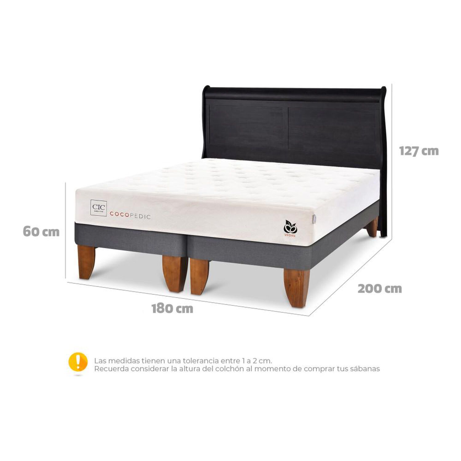 Cama Europea Cic Cocopedic / King / Base Dividida + Respaldo image number 5.0