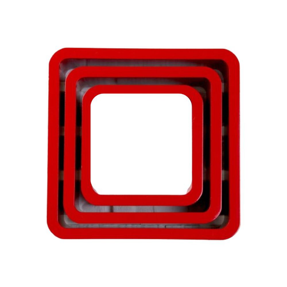 Set 3 Estantes Repisas Flotantes Cuadradas Modernas Rojo image number 0.0