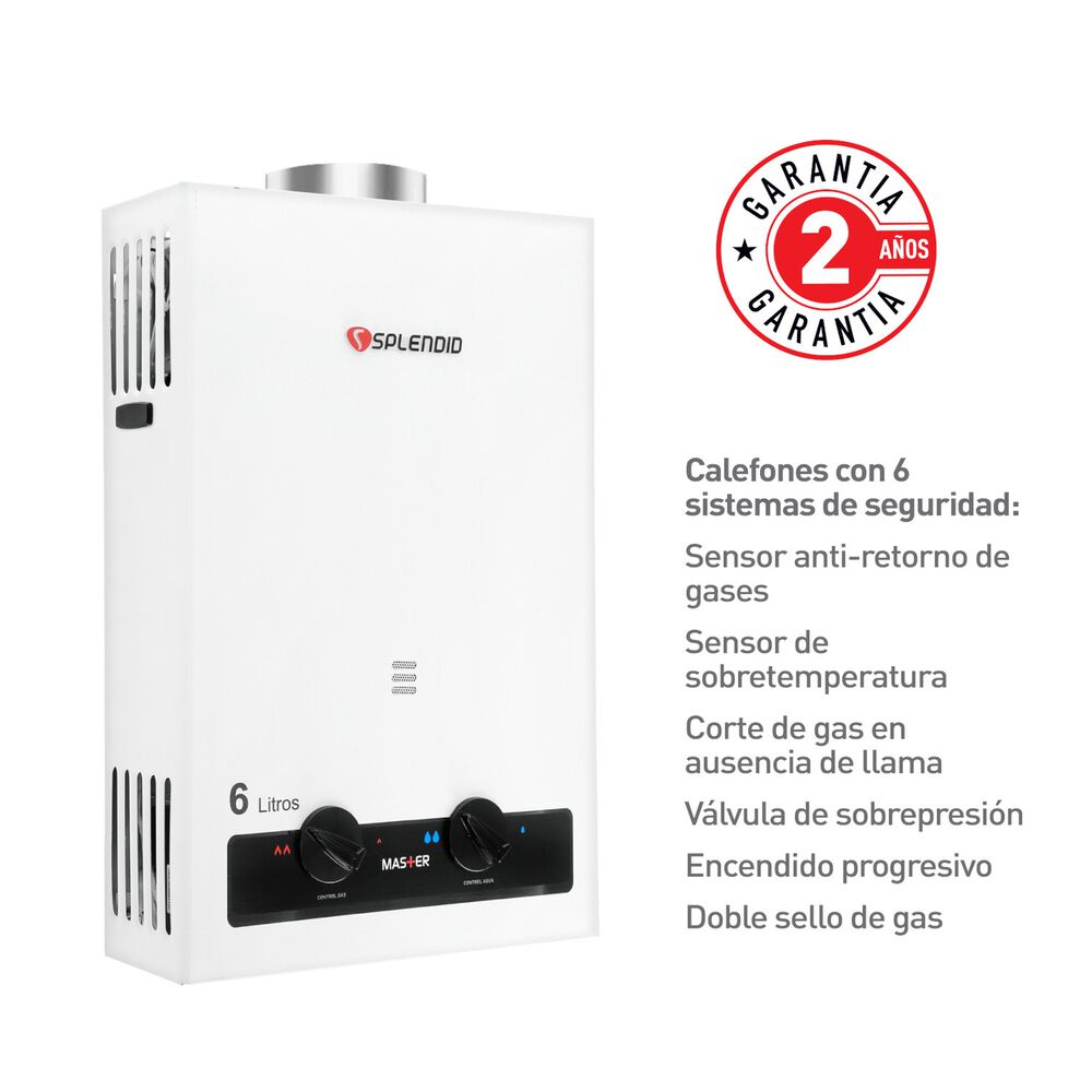 Calefont 6 Litros Gas Licuado Tiro Natural Splendid image number 3.0