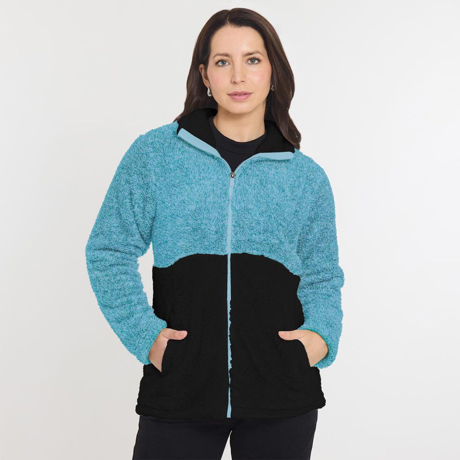 Poler&oacute;n Bicolor Fleece Regular Cuello Alto Mujer Geeps image number 0.0