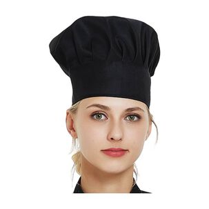 Gorro De Chef O Cocina Negro Tipo Champi&ntilde;on