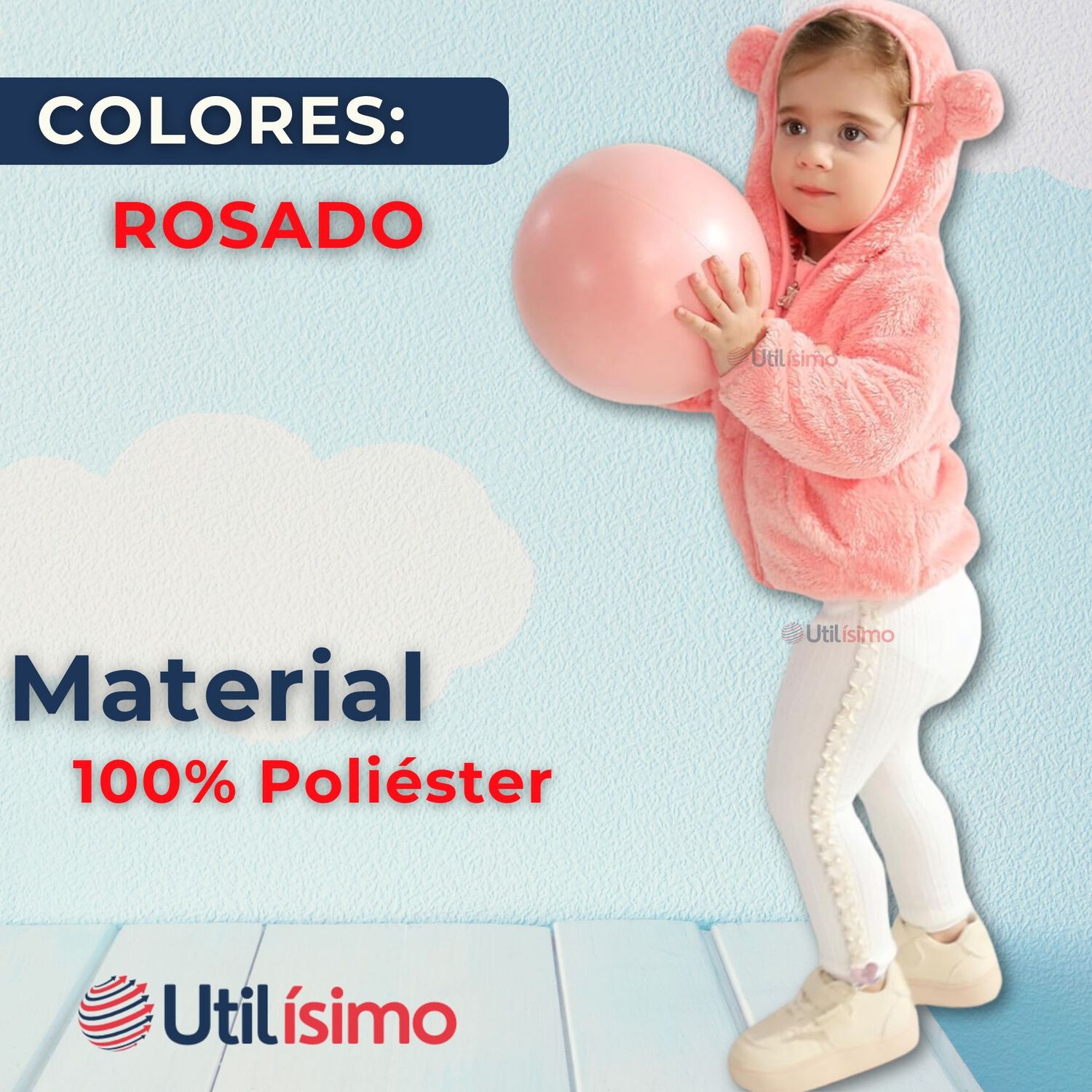 Chaqueta Polar Con Capucha Ni&ntilde;a Animalitos Rosada image number 1.0
