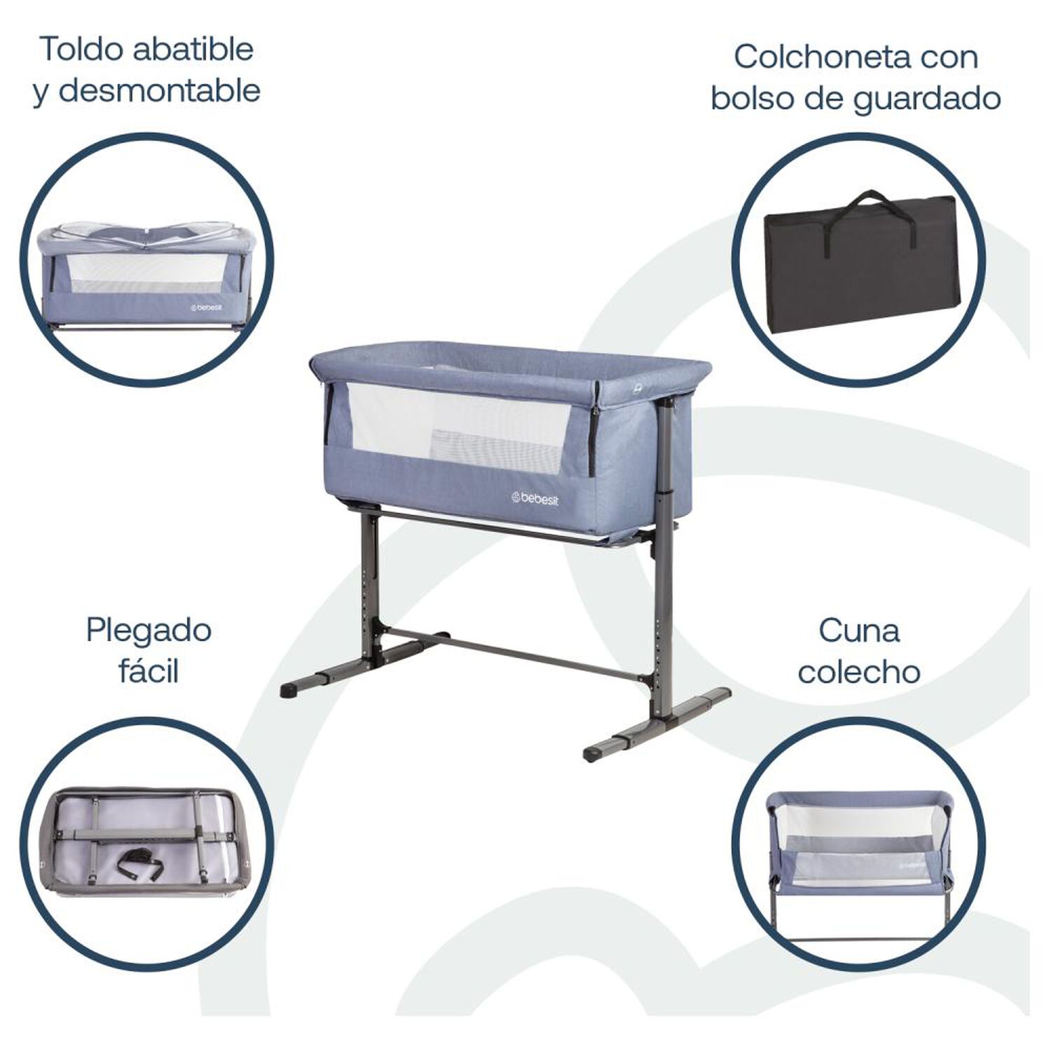 Cuna Colecho Bebesit Con Mosquitero Myside Lx Azul image number 3.0