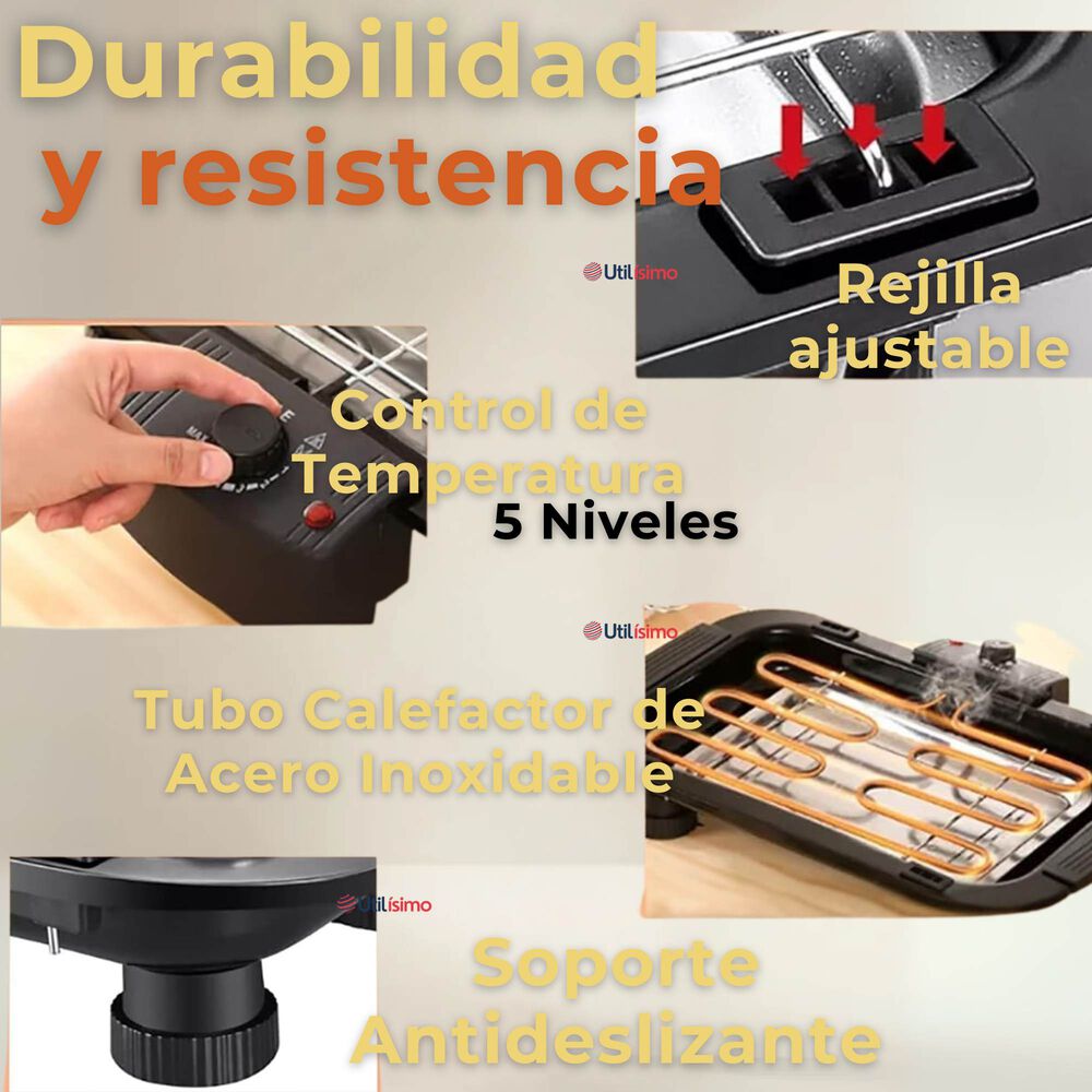 Parrillera El&eacute;ctrica Asador 2000w De Potencia Antiadherente Negro image number 6.0