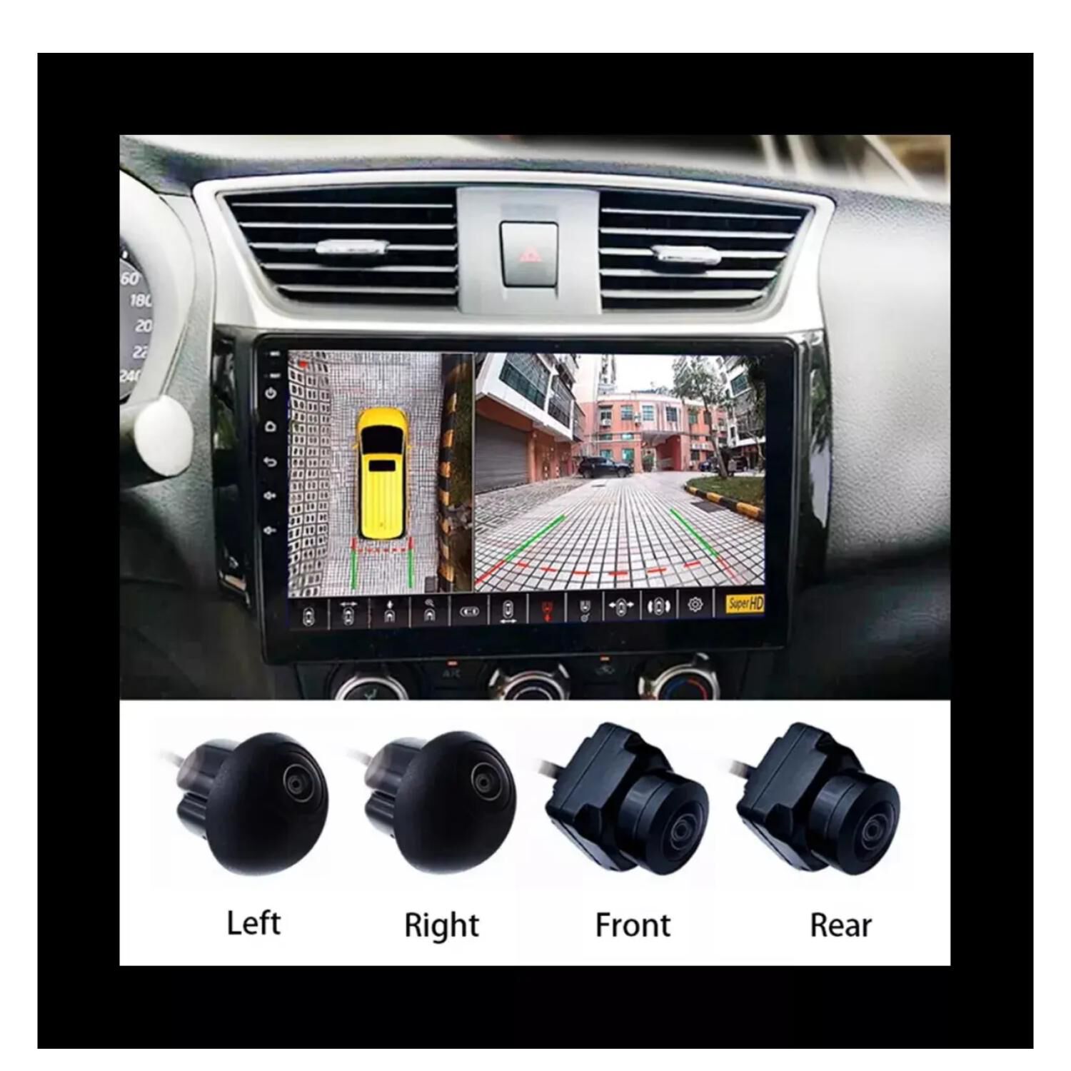 Kit 4 Camaras Para Automovil Sistema 360 Con Cableado Aiwa image number 2.0