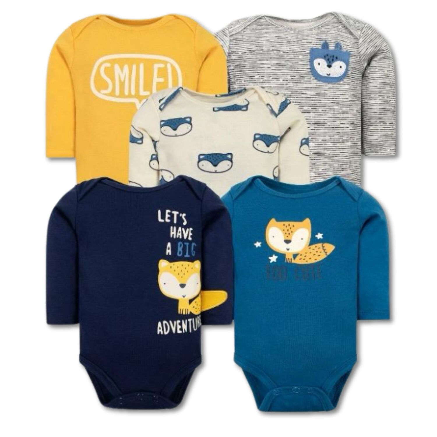Pack 5 Bodys Ni&ntilde;o Manga Larga Tedmimak 100% Algod&oacute;n Sunny Jungle image number 0.0