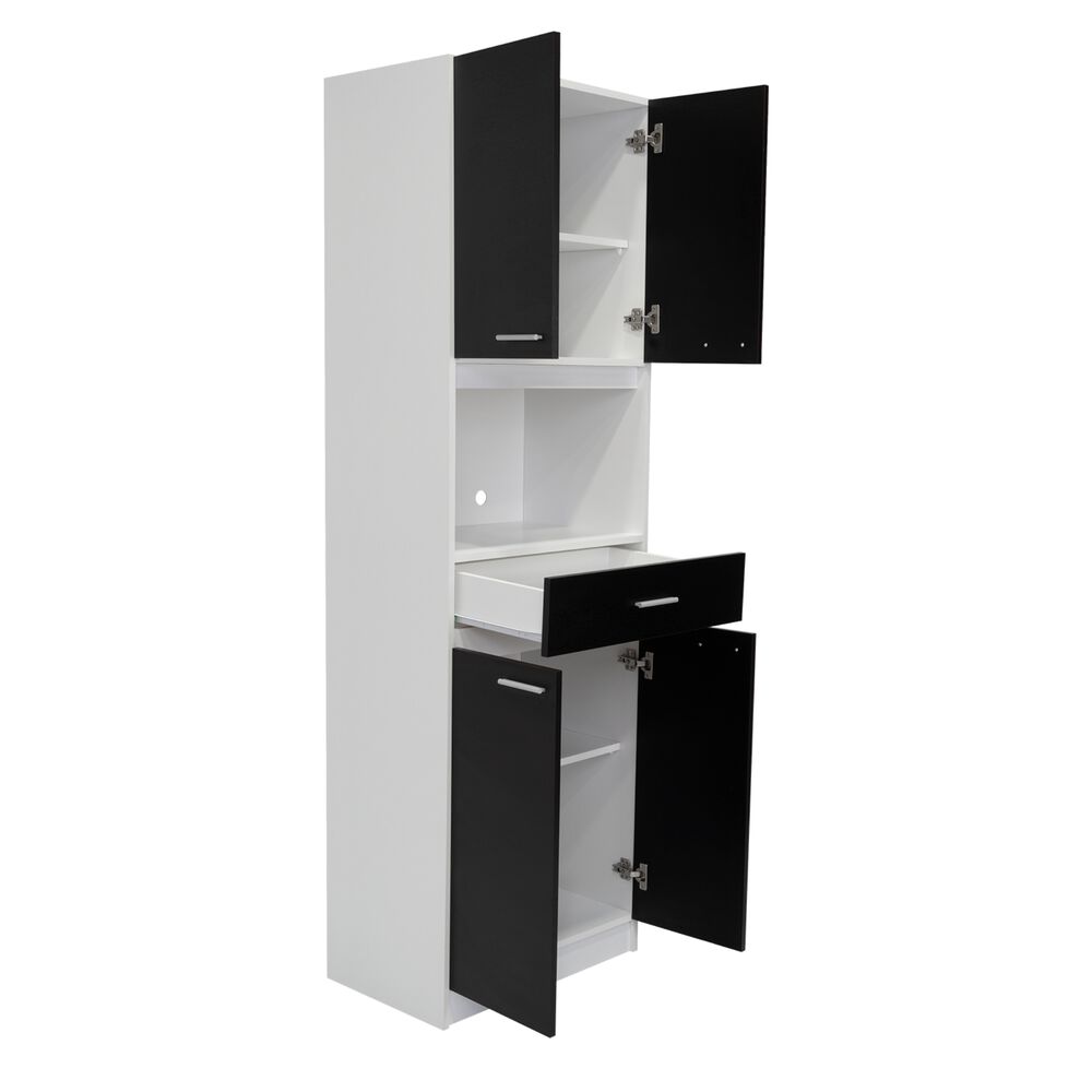 Mueble Microondas 4 Puertas 1 Cajon Fm-014b Negro Y Blanco image number 4.0