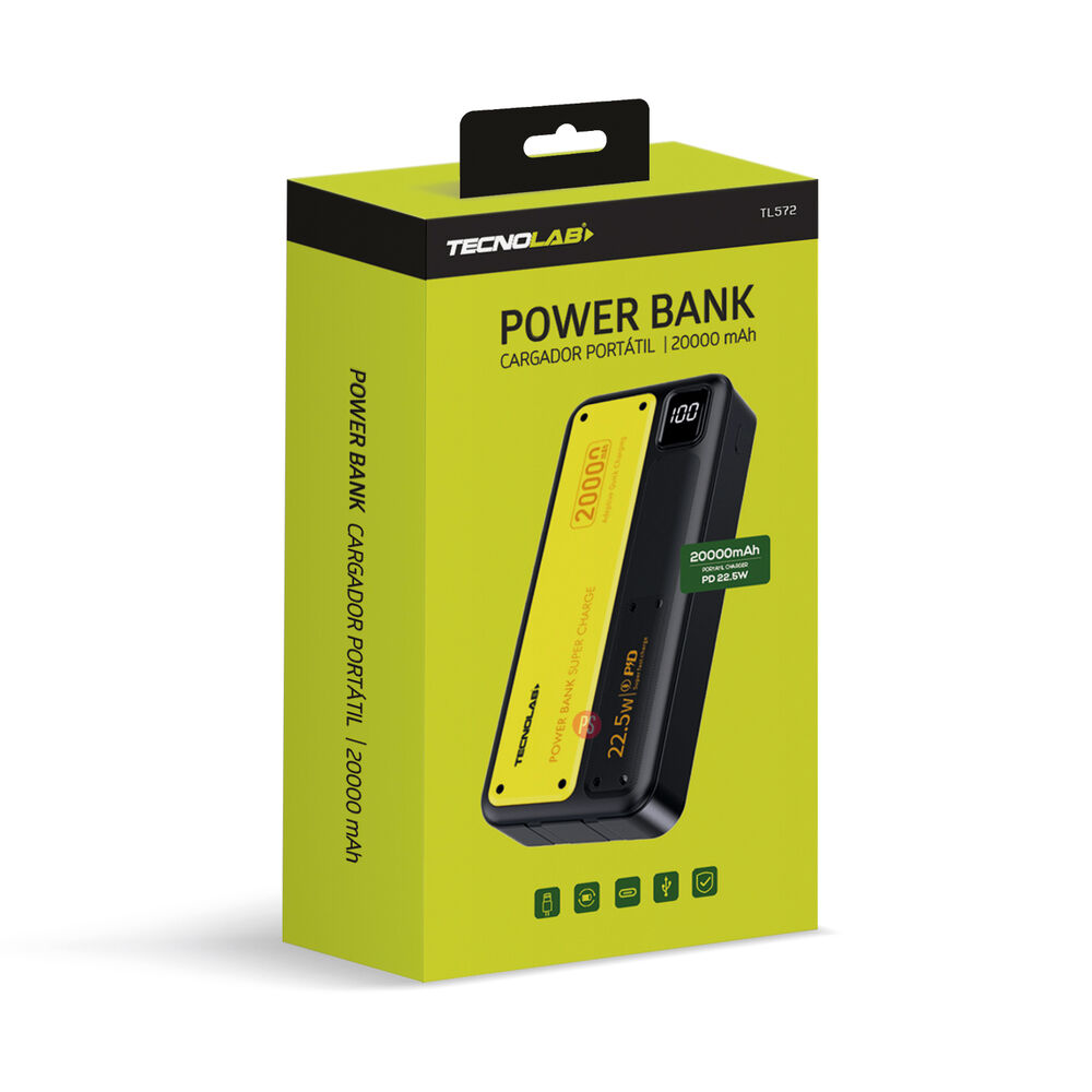Power Bank 20000mah 22.5w Pantalla Led Negro/amarillo - Ps image number 2.0