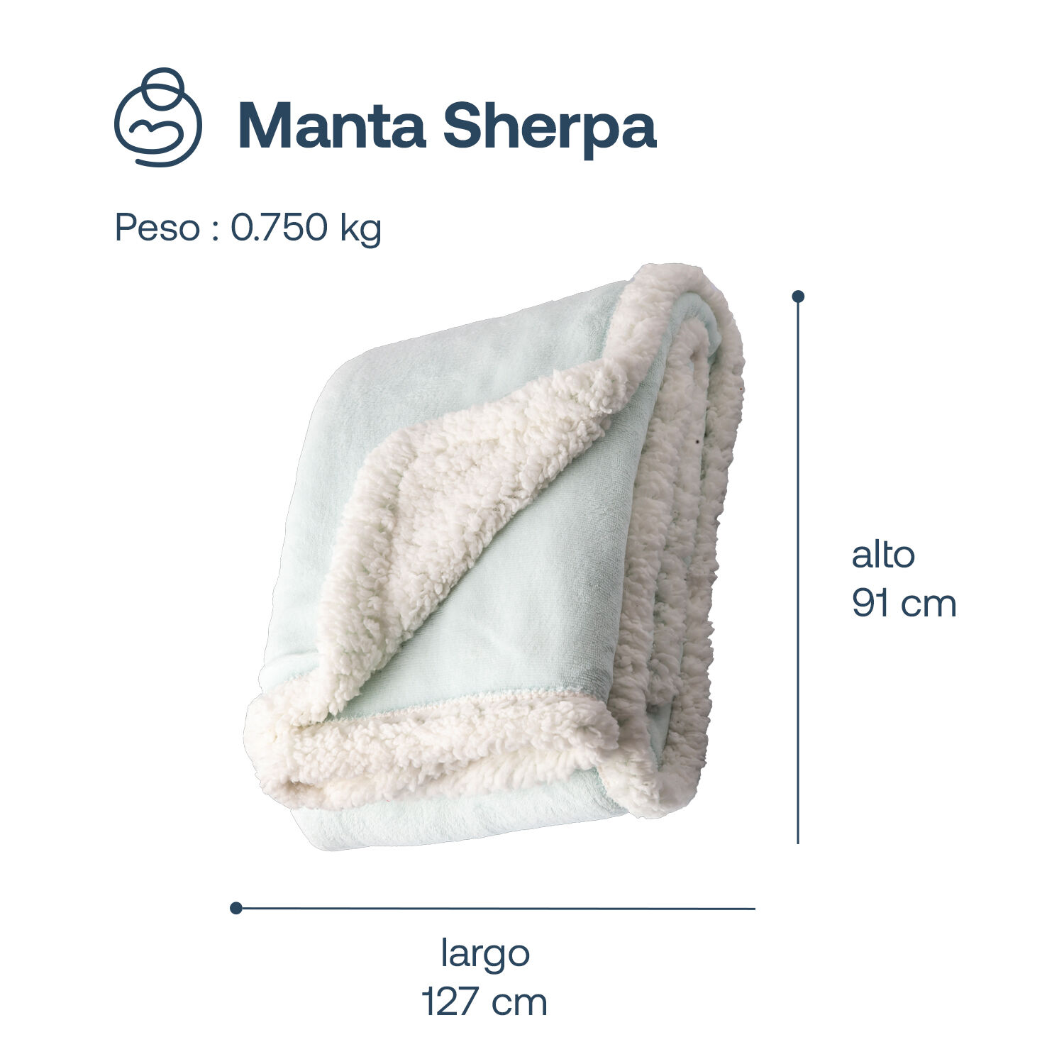 Manta Sherpa Bebe Hipoalerg&eacute;nica 91*127 Cm Celeste Bebesit image number 6.0