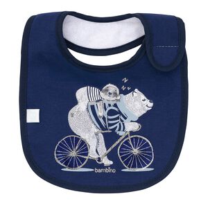 Babero De Algodón Impermeable Azul Oso Bici Niño