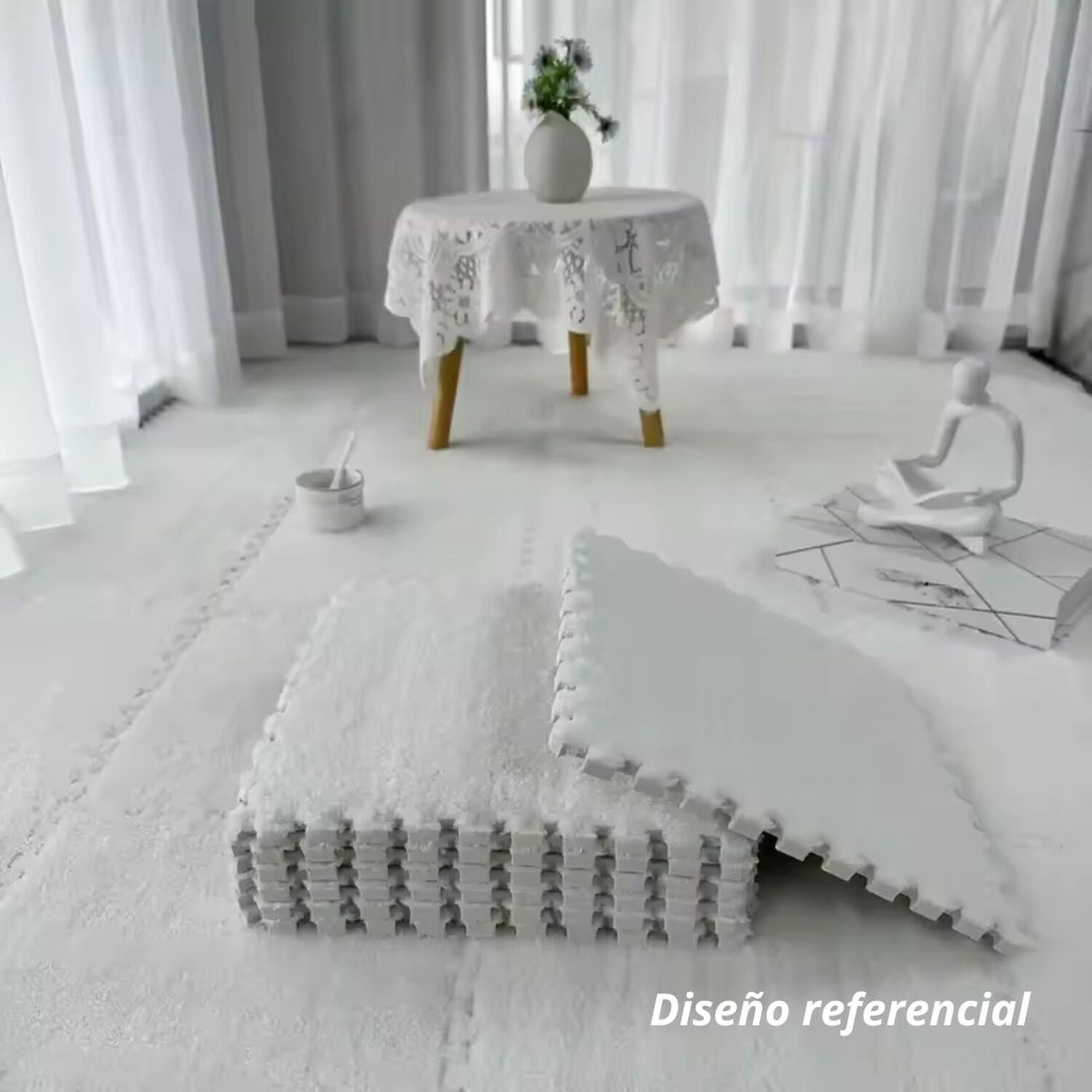 Pack 6 Alfombras Rompecabezas Felpa Shaggy 30x30 Cm Armables image number 7.0