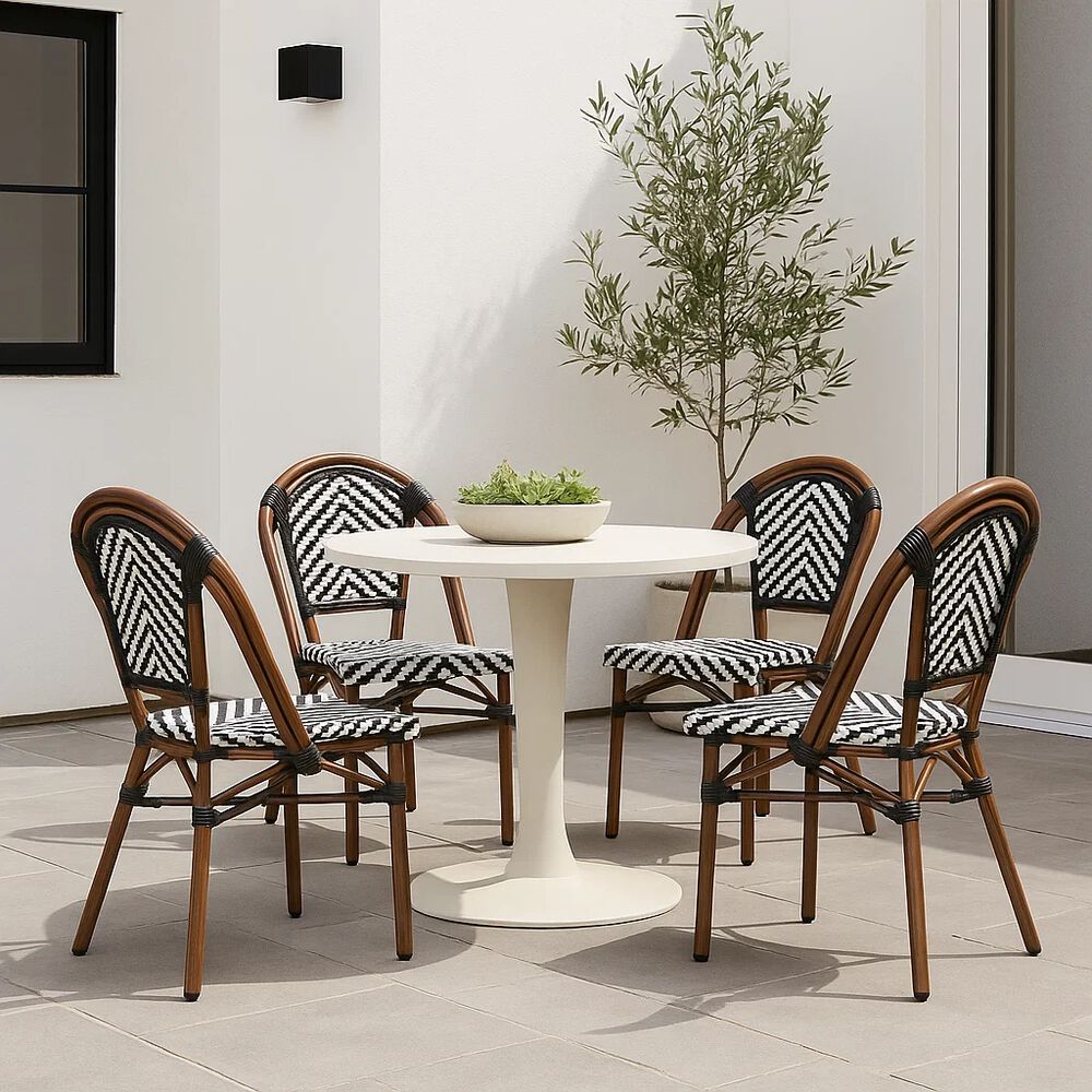 Pack De 4 Sillas Bistro Parisina Rattan - Blanca Con Negro image number 2.0