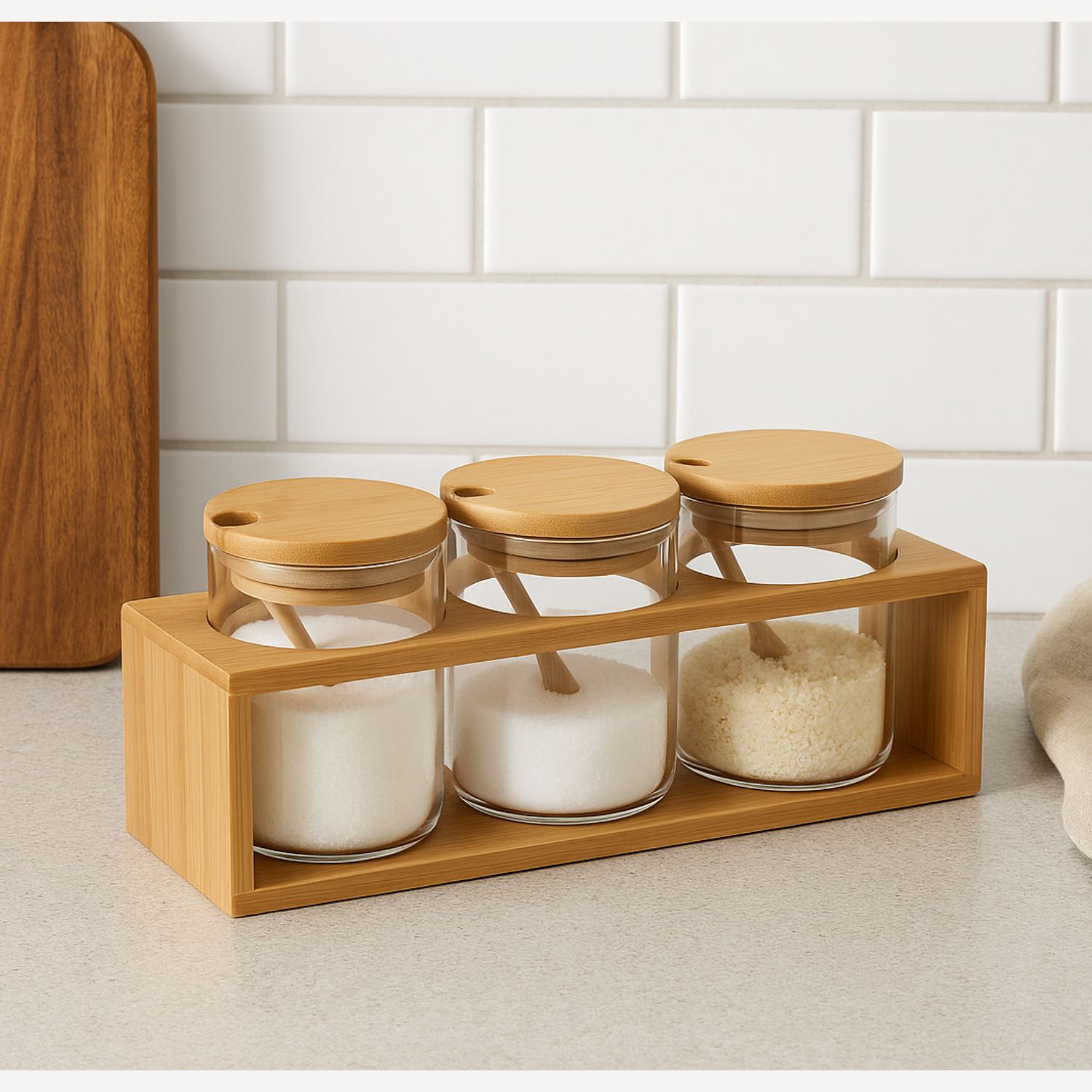 Set 3 Frascos Especieros Con Cuchara Organizadores Cocina image number 1.0