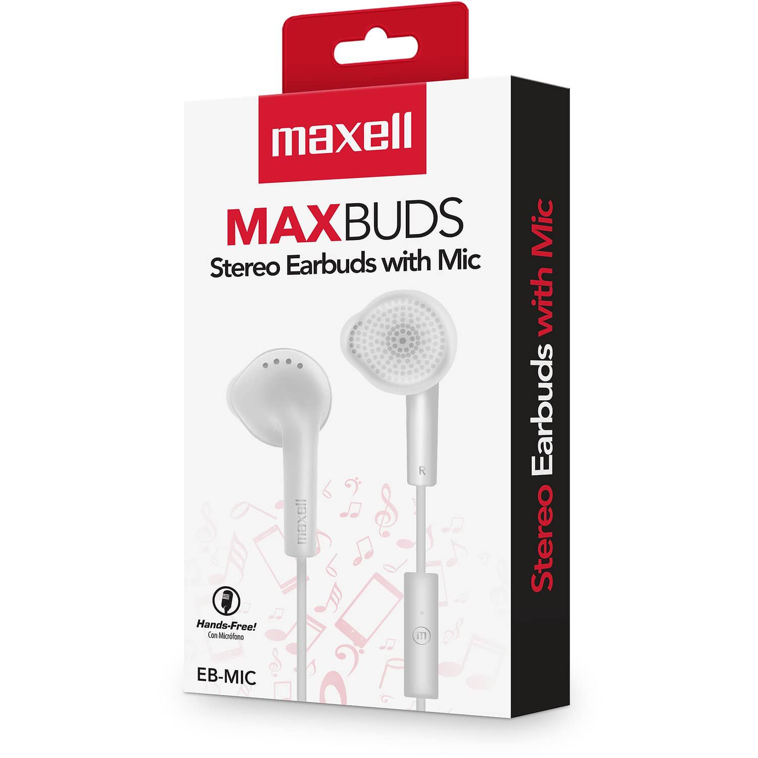 Aud&iacute;fonos Eb-mic Est&eacute;reo De Bot&oacute;n Con Mic Blanco - Maxell image number 2.0