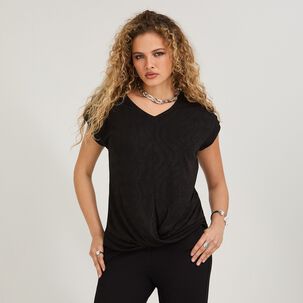 Polera Con Nudo Manga Corta Cuello V Mujer Lorenzo Di Pontti