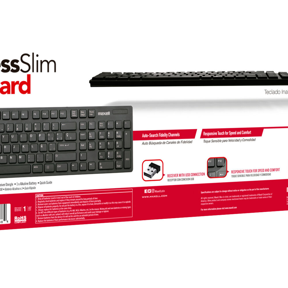 Teclado Inal&aacute;mbrico Maxell Slim Multifuncional Con Pad Num&eacute;rico Wkb-20 image number 3.0