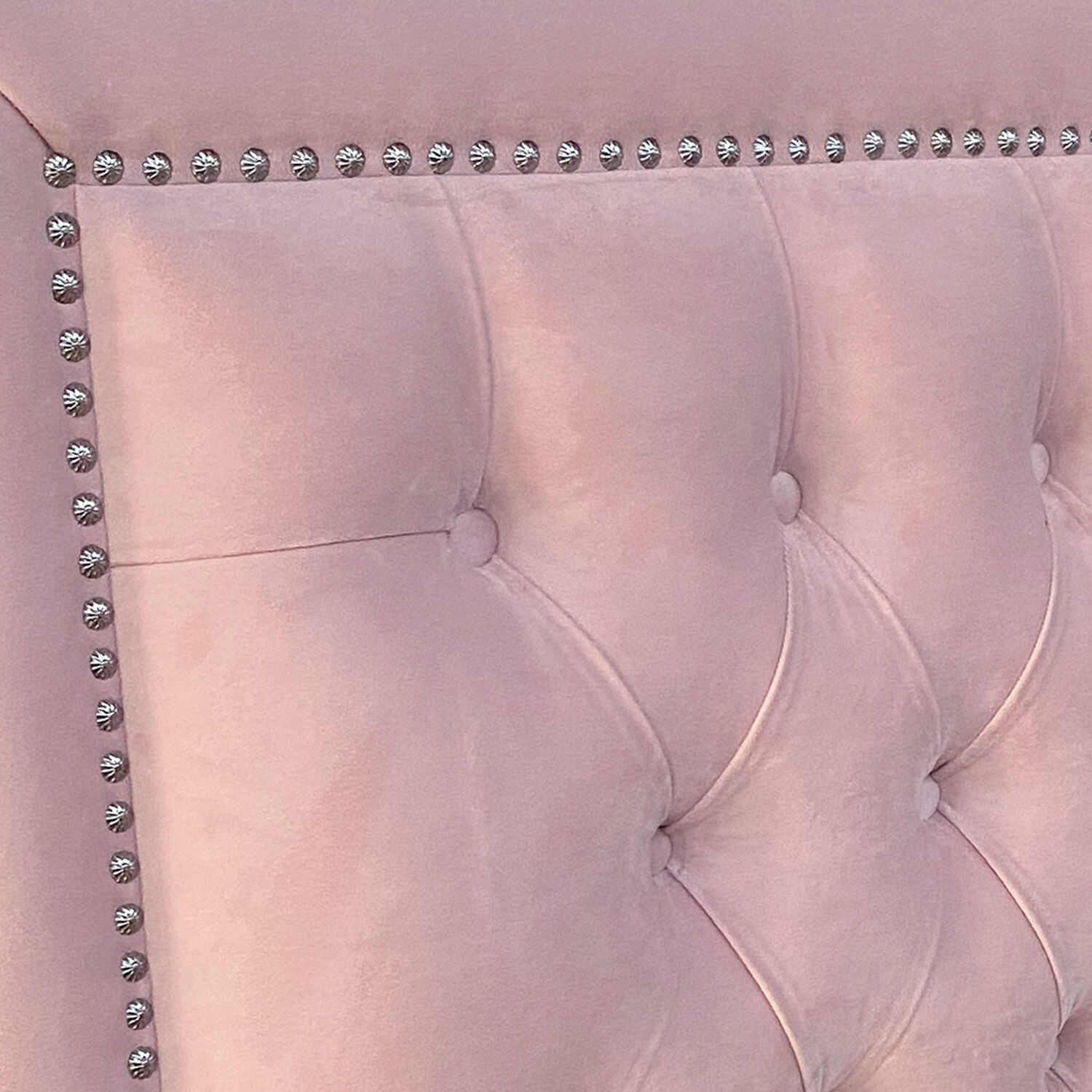 Respaldo De Cama Capiton&eacute; Frame Tachas Felpa Rosado Claro Queen image number 0.0