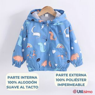 Cortaviento Impermeable Chaqueta Estampado Ni&ntilde;o Beb&eacute; Orange Colored Dinosaurs