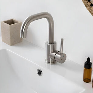 Monomando Lavamanos Novara Stretto Color Inox Satinado