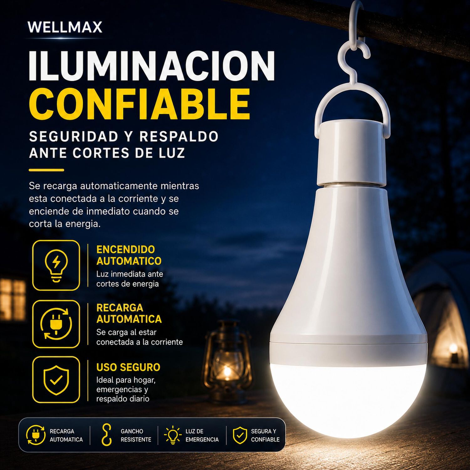 Ampolleta Led Recargable 11w Con Chip Led Samsung Super Nova image number 6.0