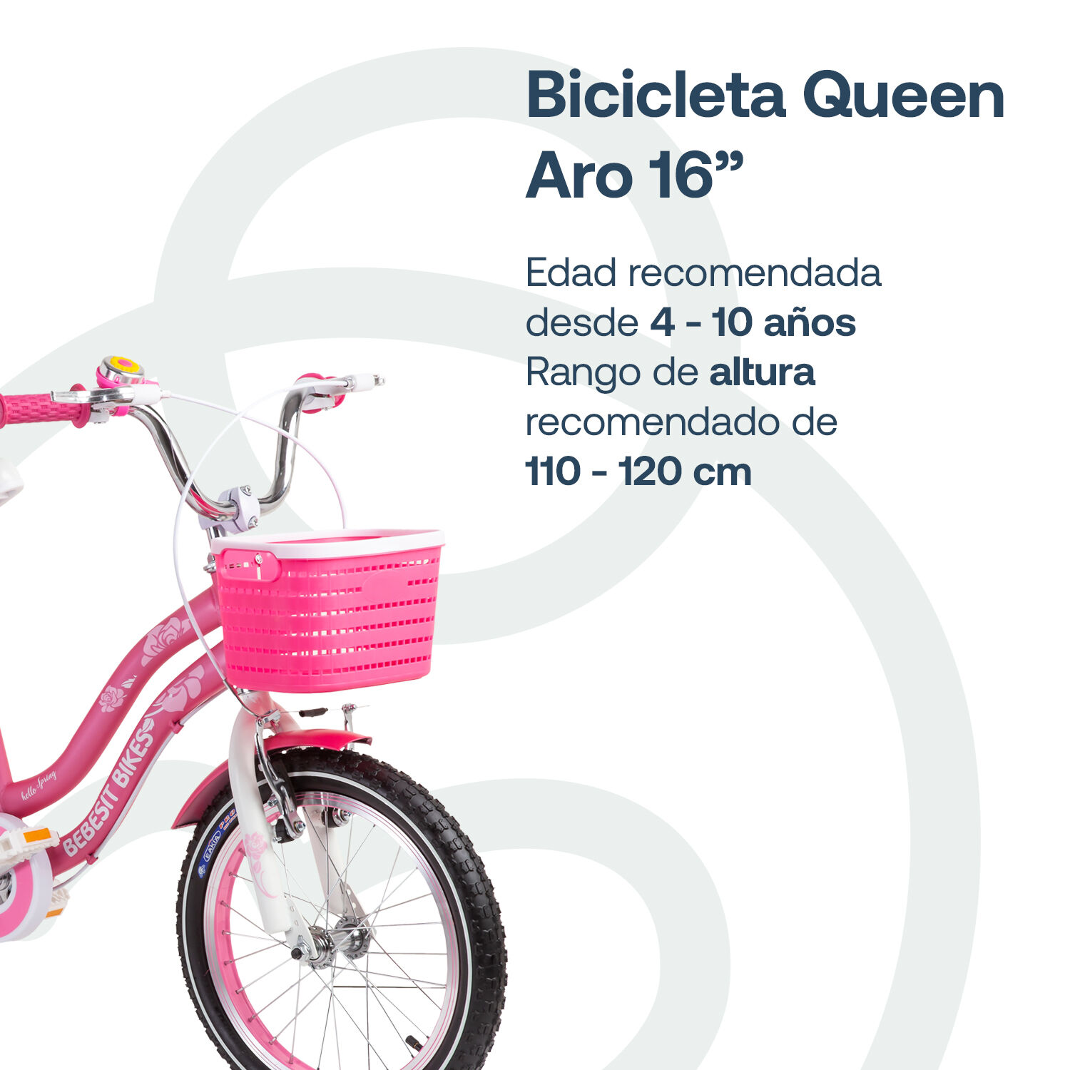Bicicleta Infantil Queen Aro 16 Rosada Bebesit image number 2.0