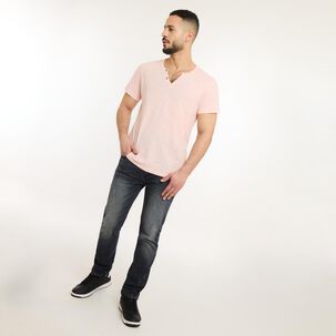 Polera Manga Corta Slim Cuello Redondo Hombre Az Black