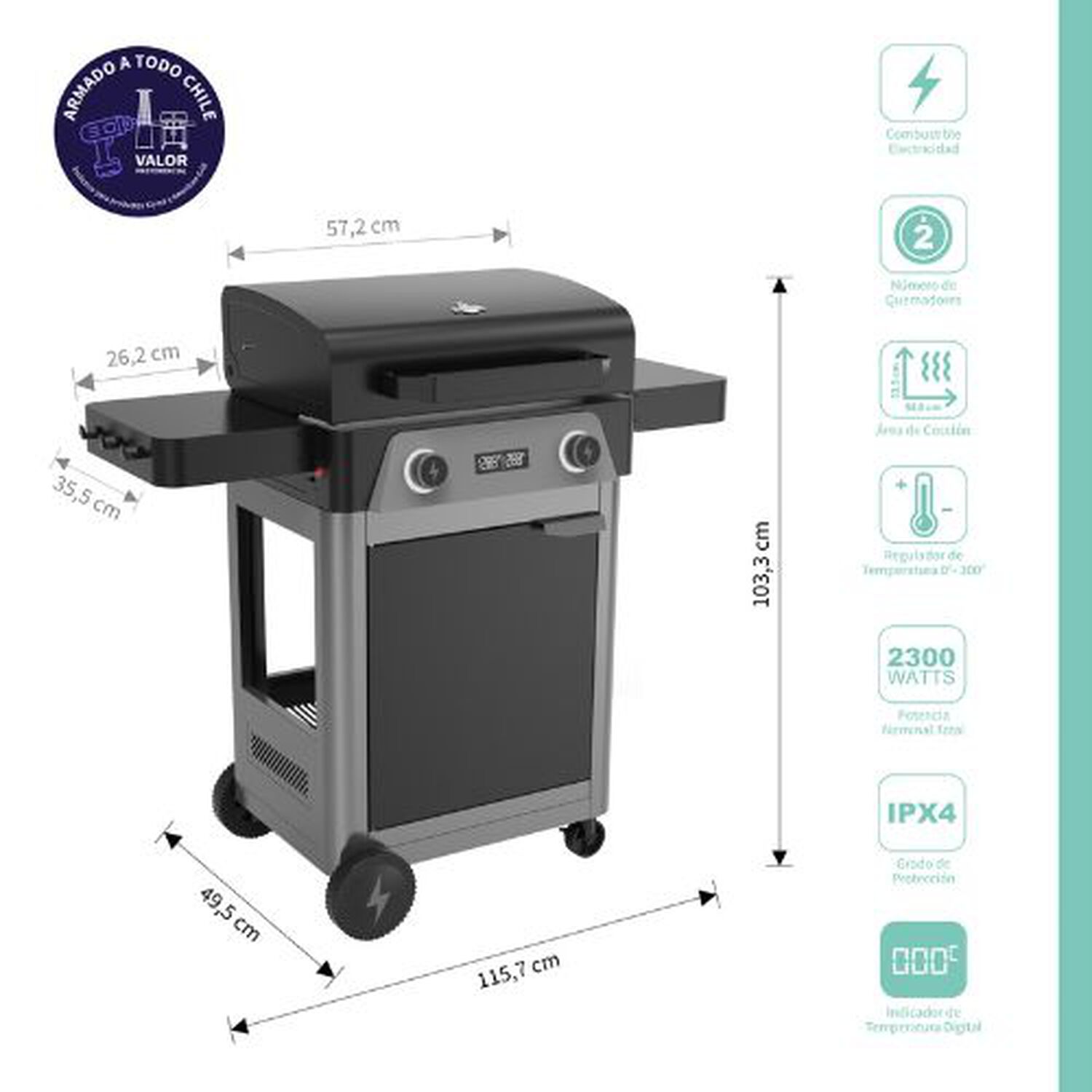 Parrilla Exterior Electrica California E2b Black Digital image number 1.0