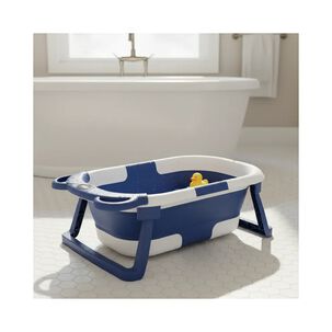 Ba&ntilde;era Plegable Smart Bear Viajes Bebe Azul Con Term&oacute;metro