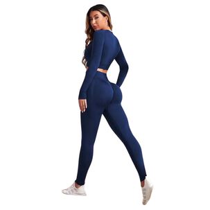 Conjunto Push Up Manga Larga Tiro Alto Sukha Azul