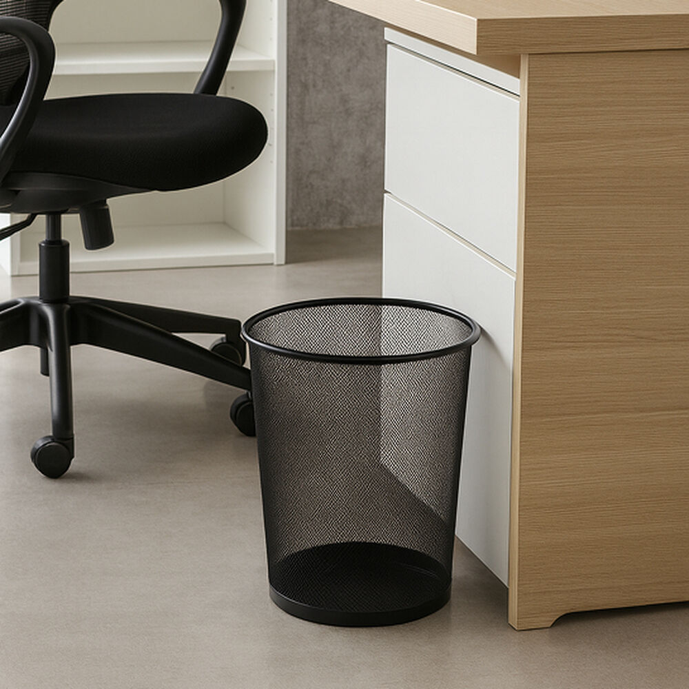 Basurero Metálico Redondo Negro | Ideal Para Home Office image number 1.0