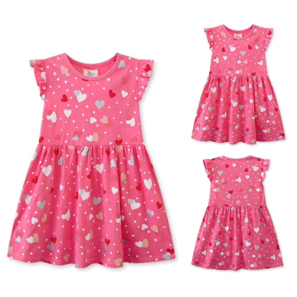 Vestido Manga Corta Niña Estampado Dulce Corazones 2 A 7 Años image number 4.0
