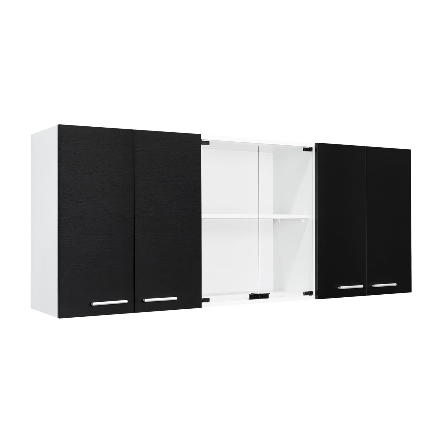 Mueble Superior De Cocina 6 Puertas 150x60x31,5 Cm Negro Y Blanco image number 0.0
