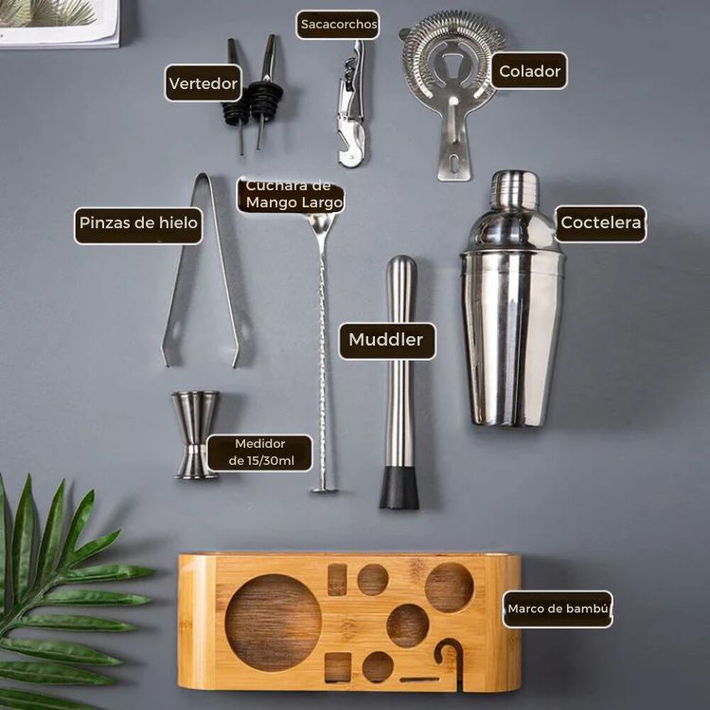 - Set Coctelero Bar + Utensilios 10 Pzs Acero Inoxidable image number 6.0