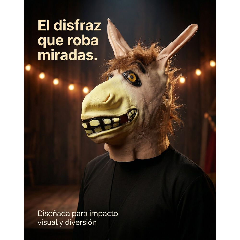 M&aacute;scara Burro Estilo Shrek Cabeza Completa Para Cosplay image number 4.0