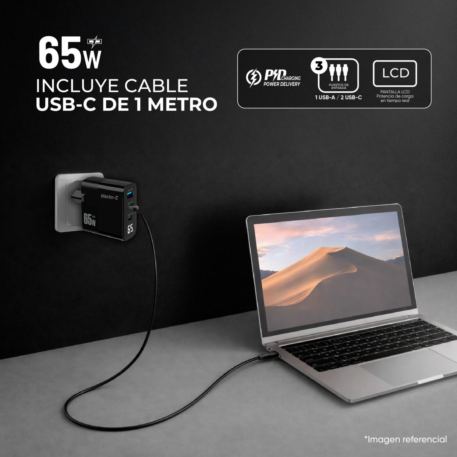 Cargador Port&aacute;til Carga R&aacute;pida 65w + Cable Usb-c Master-g image number 1.0