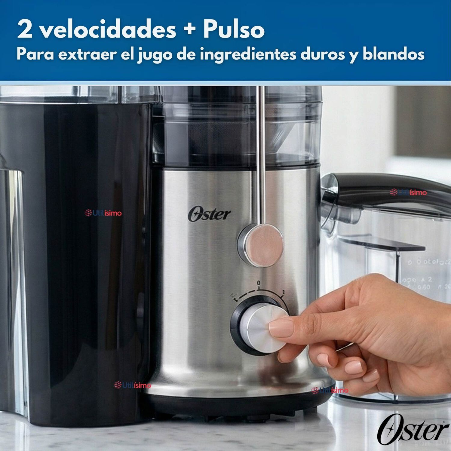 Oster Extractor De Jugos, Con 2 Velocidades + Pulso, Y F&aacute;cil De Limpiar, Negro Y Plateado, Fpstje320s image number 2.0