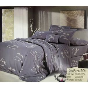 Juego De S&aacute;banas 2 Plazas Gris 4 Piezas