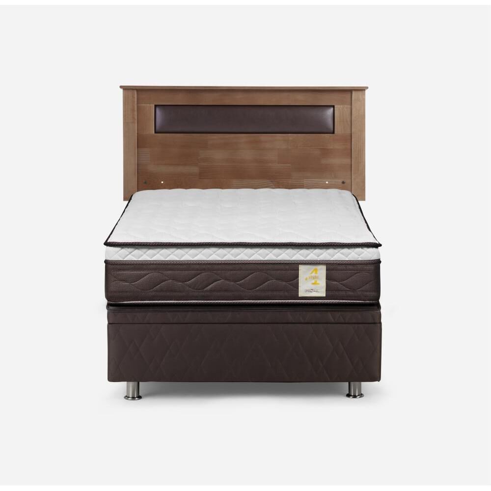 Cama Ba&uacute;l Rosen New Style 4 / 1.5 Plazas / Base Normal + Respaldo Ferrara image number 0.0