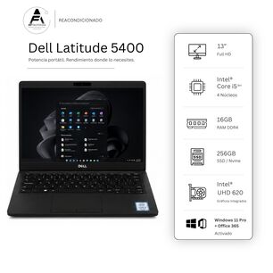 Notebook Dell 5400 I5 8th 16gb 256gb - Win11 Office - Reacondicionado Profesional