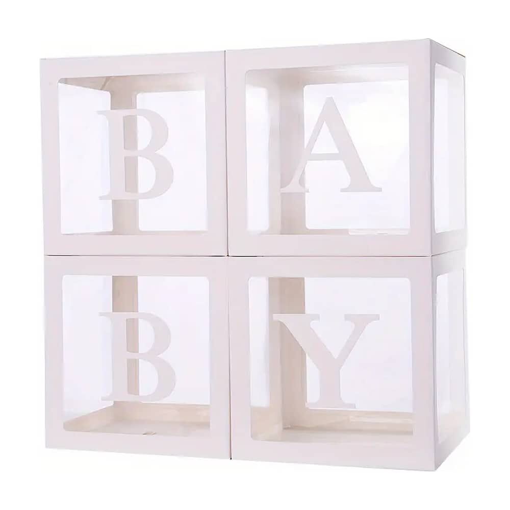 Set 4 Cajas Cubo Para Decoraci&oacute;n De Baby Shower Revelacion image number 0.0