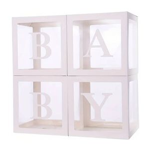 Set 4 Cajas Cubo Para Decoraci&oacute;n De Baby Shower Revelacion