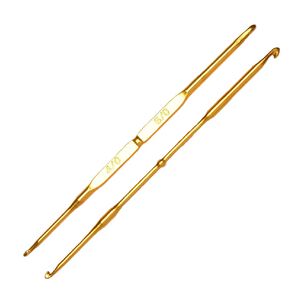 Crochet Doble Aluminio Dorado Lanas 4 Medidas (2mm A 4mm)